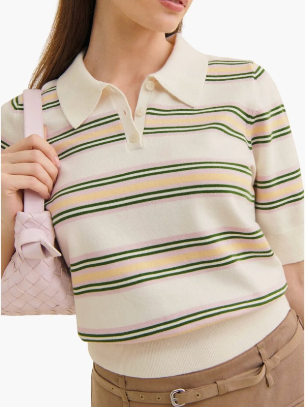 Reformation Campbell Stripe Polo Sweater